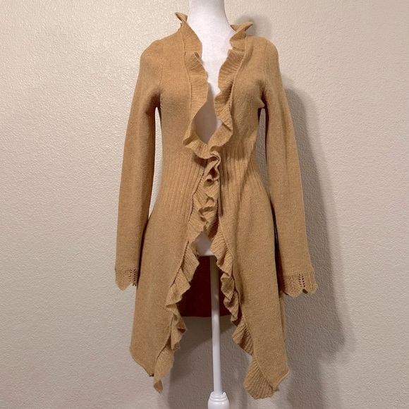 Anthropologie Sparrow Wool + Angora Ruffle Cardigan - Picture 1 of 5